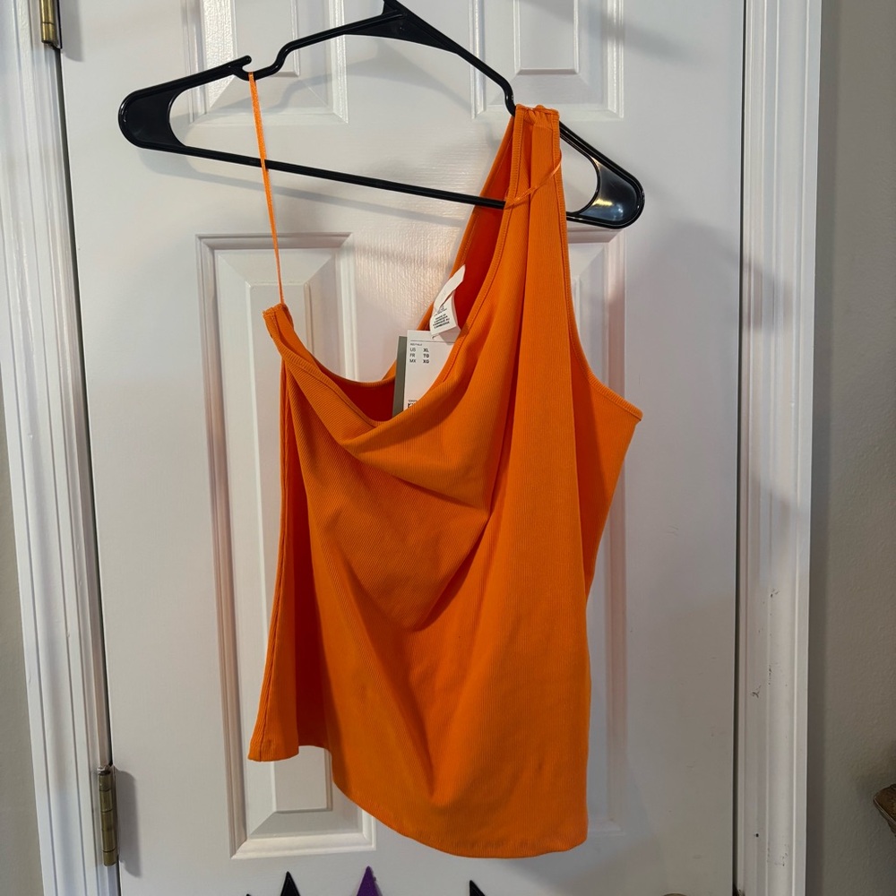 NWT Women’s Top Orange One Shoulder Women’s Tank Top